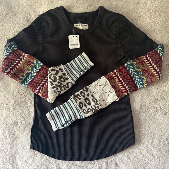 FREE PEOPLE We The Free * All In Cuff * Thermal Washed Black Combo NWT $78 XS XL - Picture 2 of 12